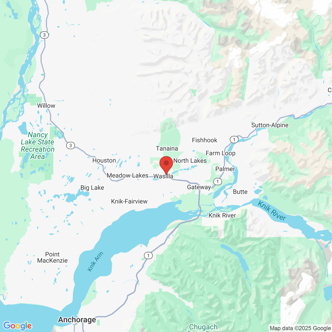 Google map image of our location in 935 E Westpoint Dr Wasilla, AK